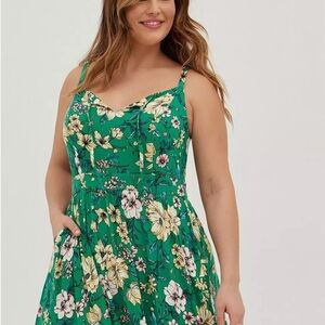 Torrid Green Floral Midi Dress